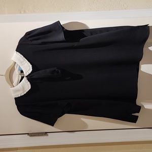 CECE puffed sleeve Blouse with Peter Pan collar and tie front